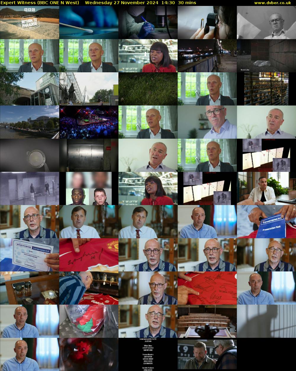 Expert Witness (BBC ONE N West) Wednesday 27 November 2024 14:30 - 15:00