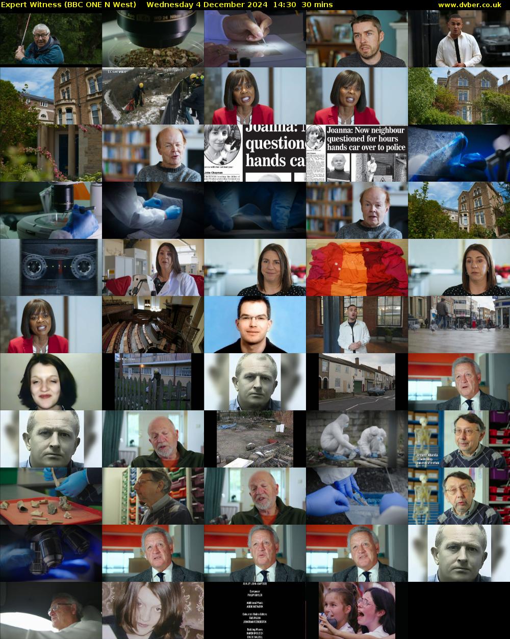 Expert Witness (BBC ONE N West) Wednesday 4 December 2024 14:30 - 15:00
