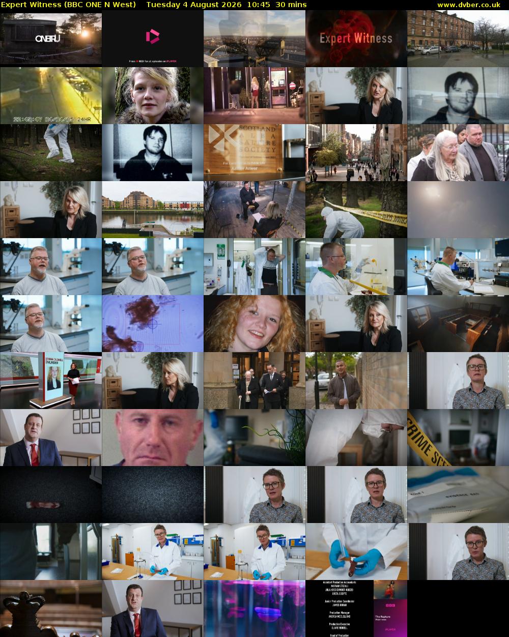 Expert Witness (BBC ONE N West) Tuesday 4 August 2026 10:45 - 11:15