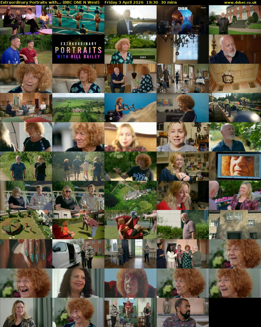 Extraordinary Portraits with... (BBC ONE N West) Friday 3 April 2026 19:30 - 20:00