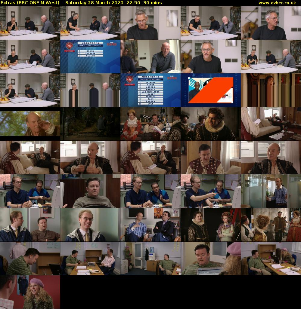 Extras (BBC ONE N West) Saturday 28 March 2020 22:50 - 23:20