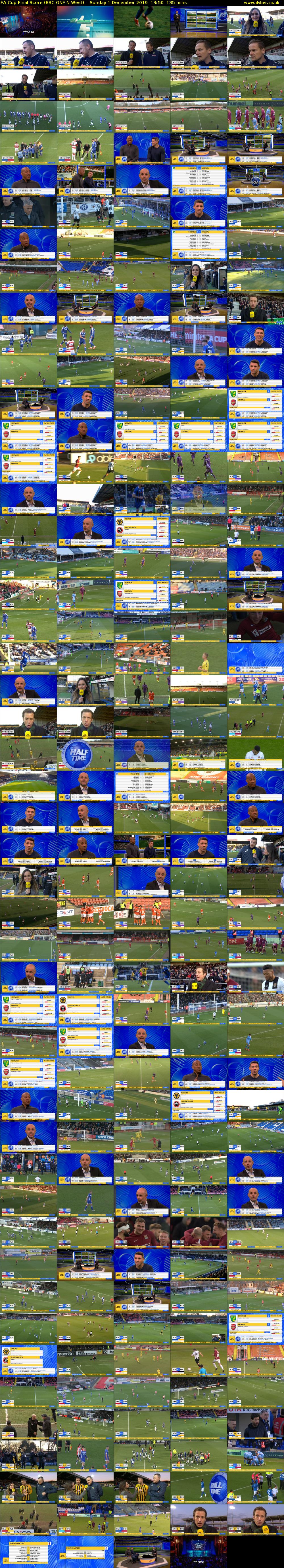 FA Cup Final Score (BBC ONE N West) Sunday 1 December 2019 13:50 - 16:05