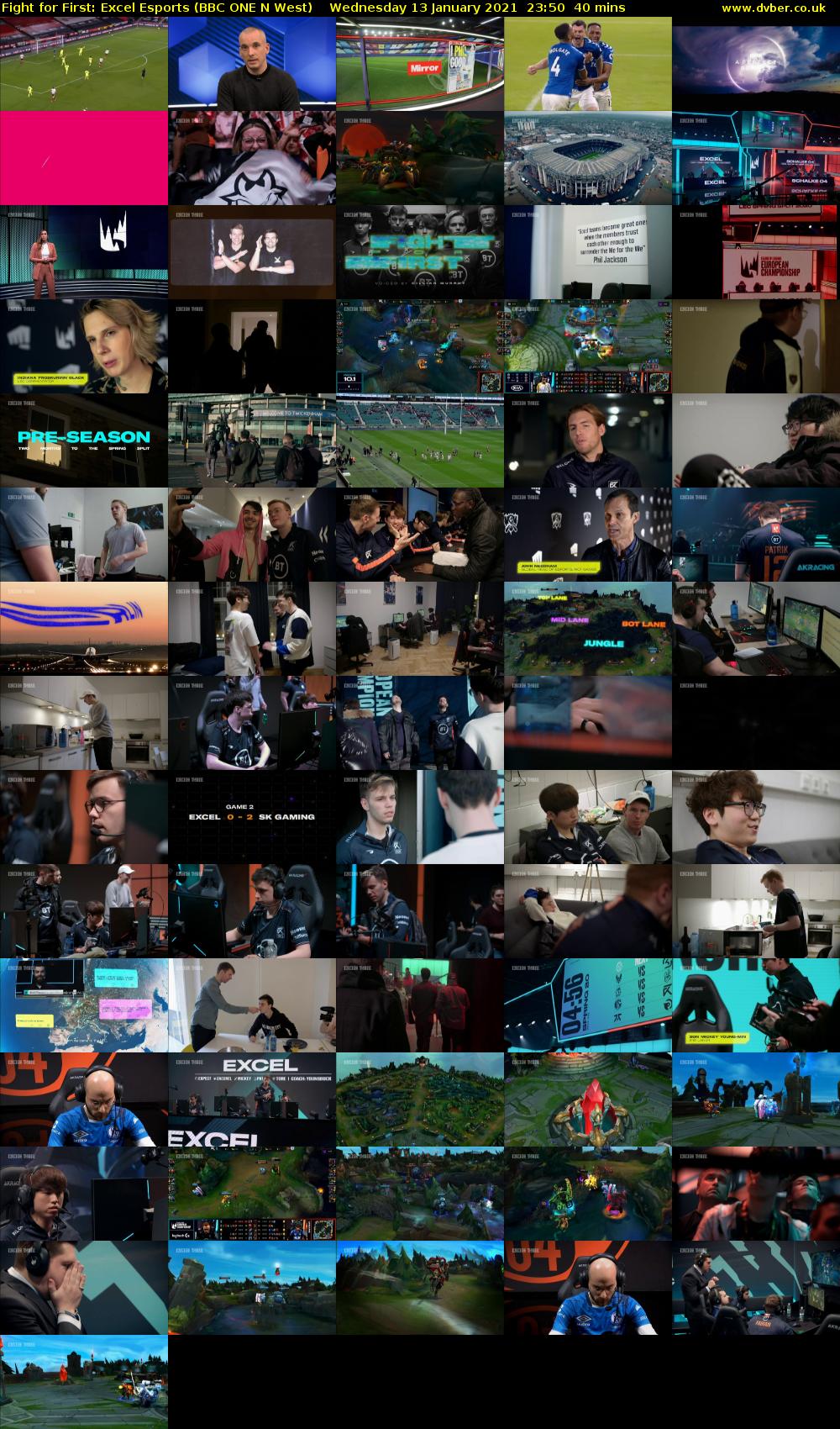 Fight for First: Excel Esports (BBC ONE N West) Wednesday 13 January 2021 23:50 - 00:30