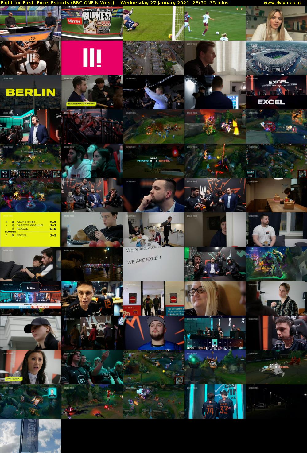 Fight for First: Excel Esports (BBC ONE N West) Wednesday 27 January 2021 23:50 - 00:25