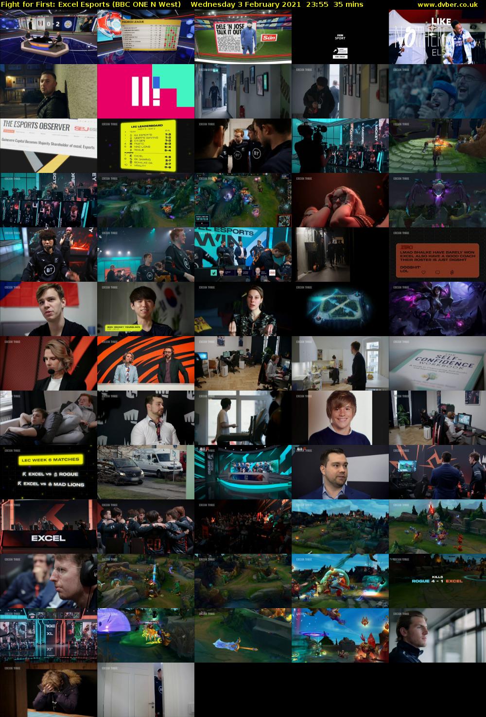 Fight for First: Excel Esports (BBC ONE N West) Wednesday 3 February 2021 23:55 - 00:30
