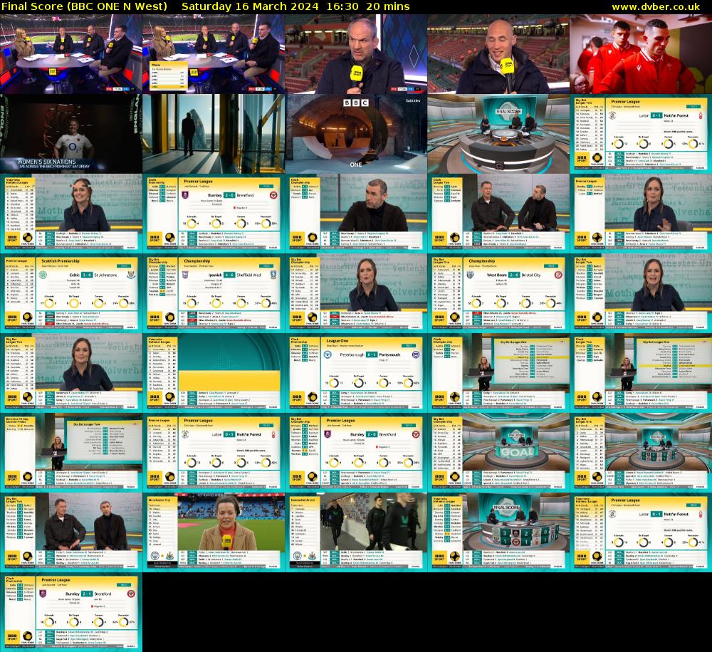 Final Score (BBC ONE N West) Saturday 16 March 2024 16:30 - 16:50