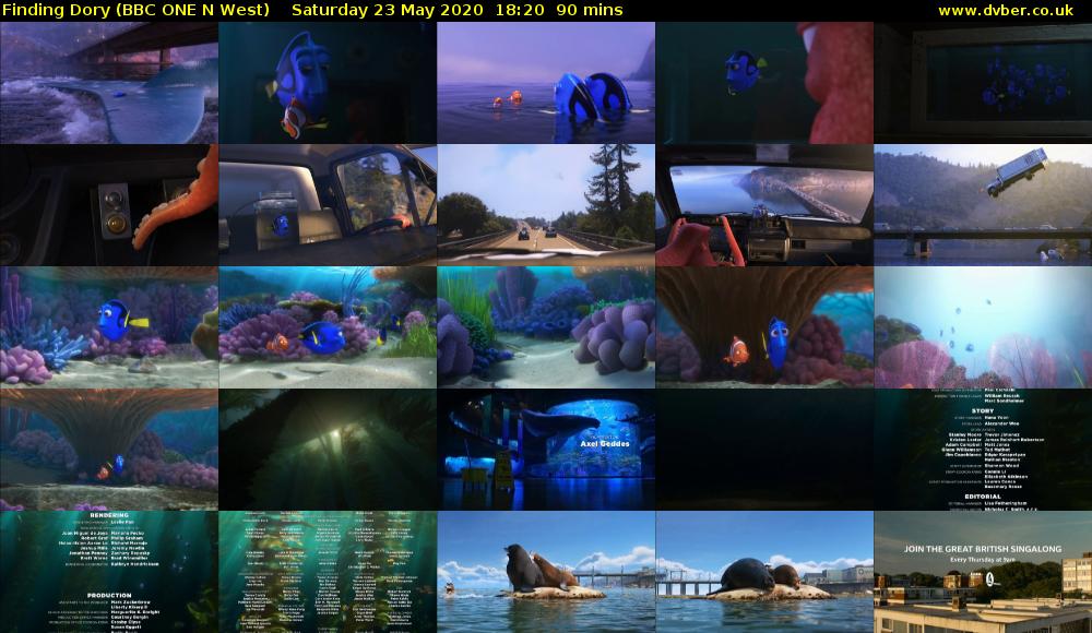 Finding Dory (BBC ONE N West) Saturday 23 May 2020 18:20 - 19:50