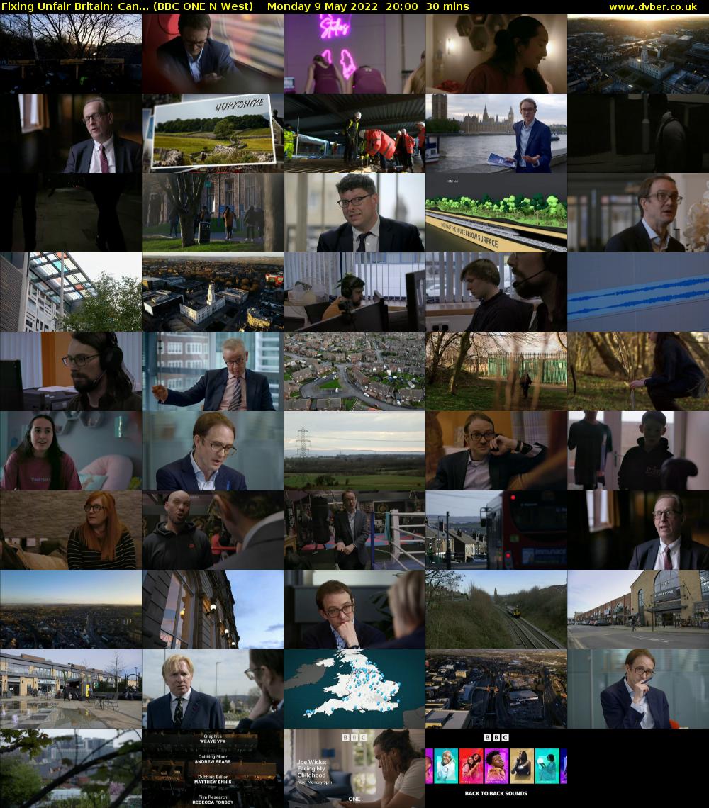 Fixing Unfair Britain: Can... (BBC ONE N West) Monday 9 May 2022 20:00 - 20:30
