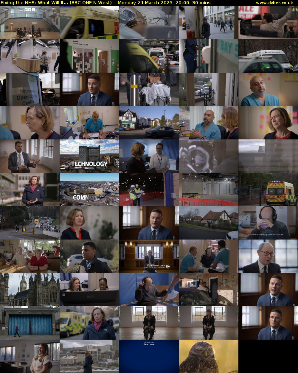 Fixing the NHS: What Will It... (BBC ONE N West) Monday 24 March 2025 20:00 - 20:30