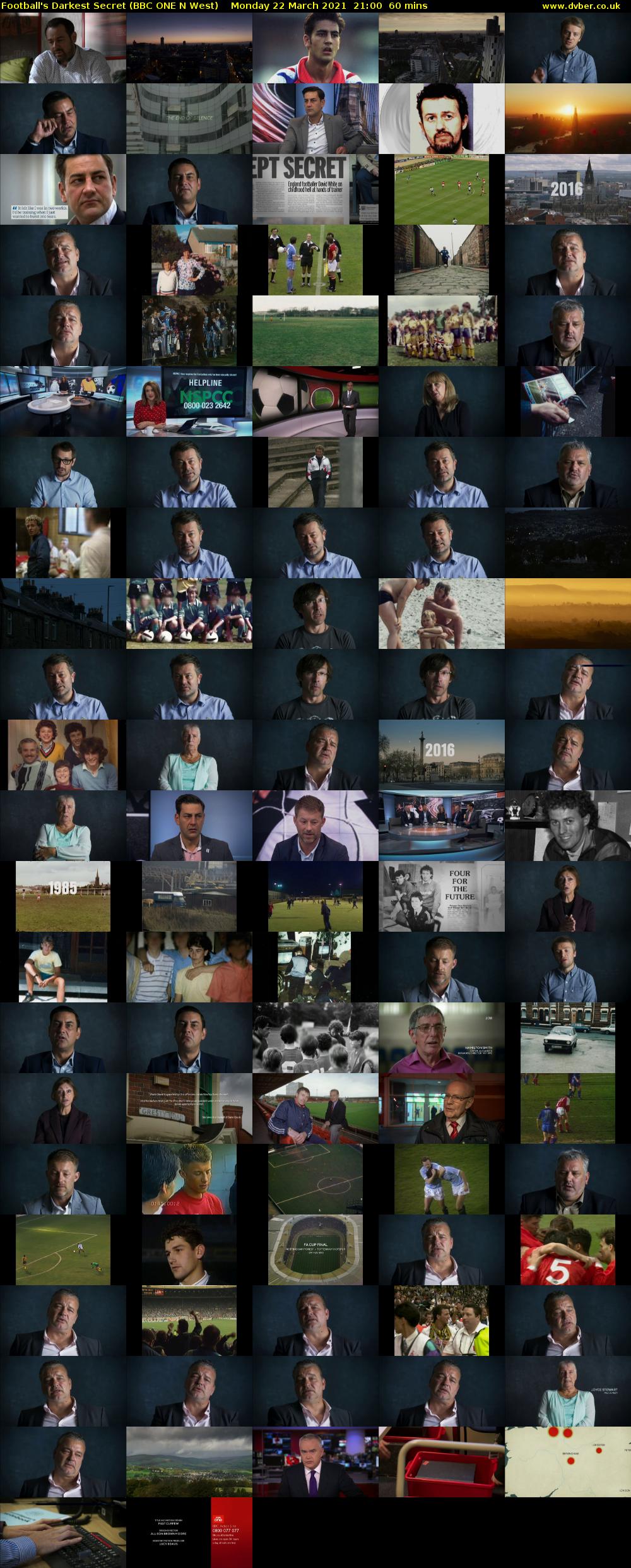 Football's Darkest Secret (BBC ONE N West) Monday 22 March 2021 21:00 - 22:00