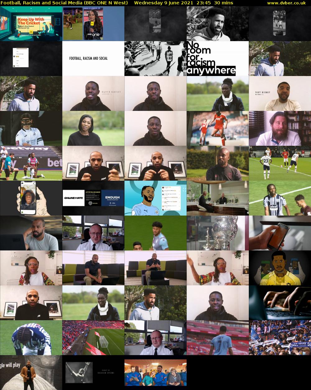 Football, Racism and Social Media (BBC ONE N West) Wednesday 9 June 2021 23:45 - 00:15