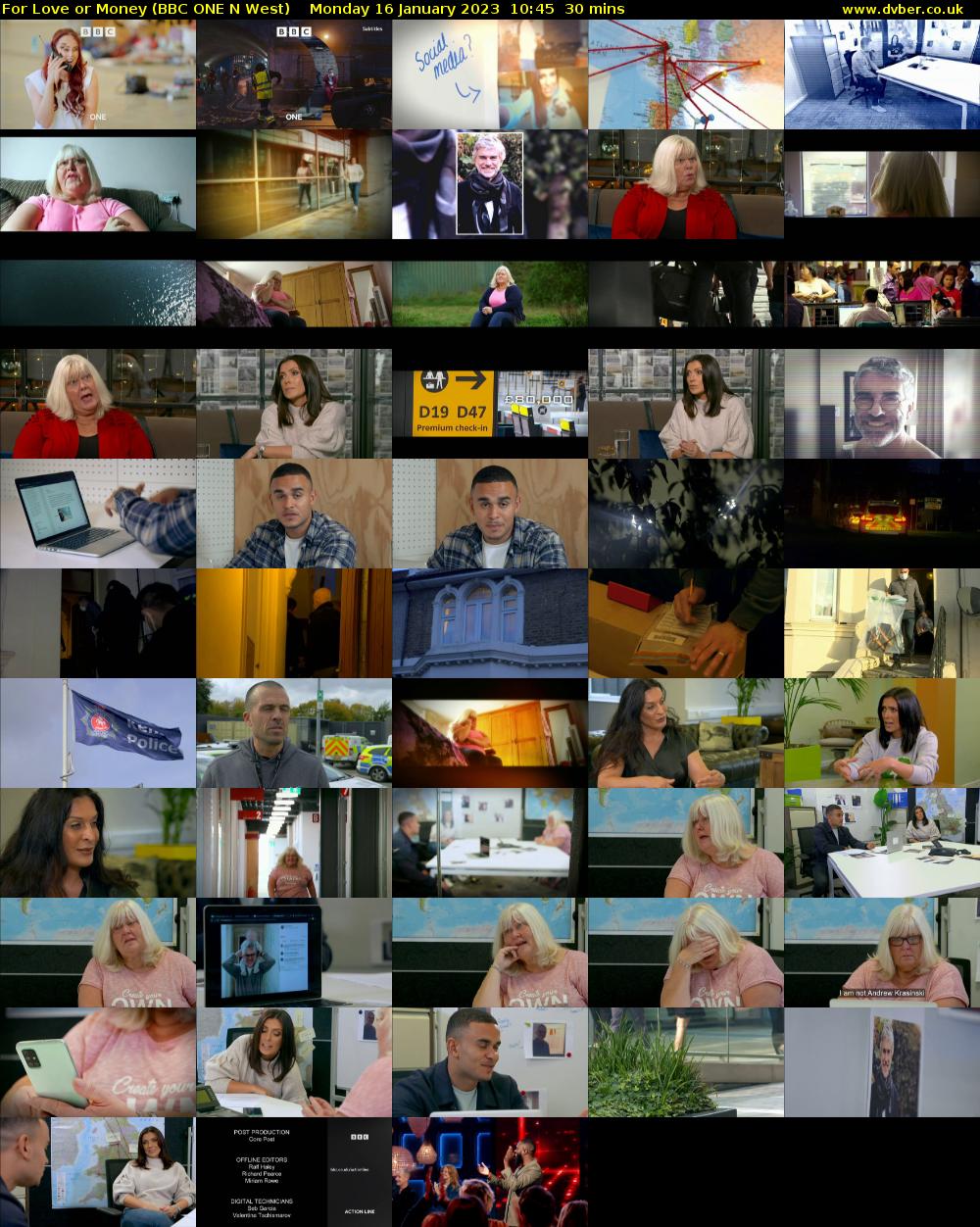 For Love or Money (BBC ONE N West) Monday 16 January 2023 10:45 - 11:15
