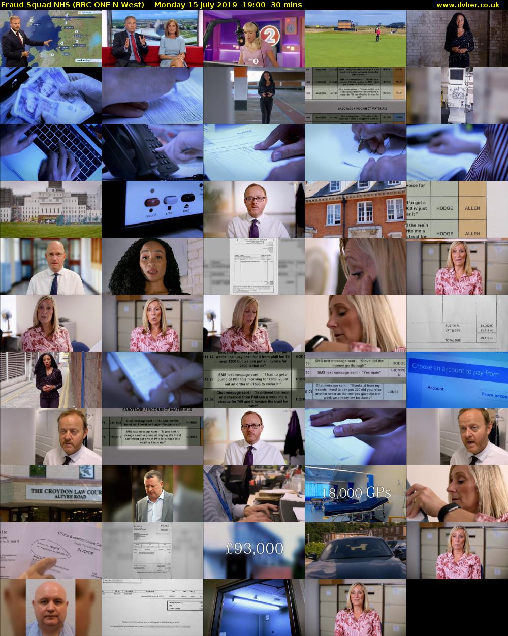 Fraud Squad NHS (BBC ONE N West) Monday 15 July 2019 19:00 - 19:30