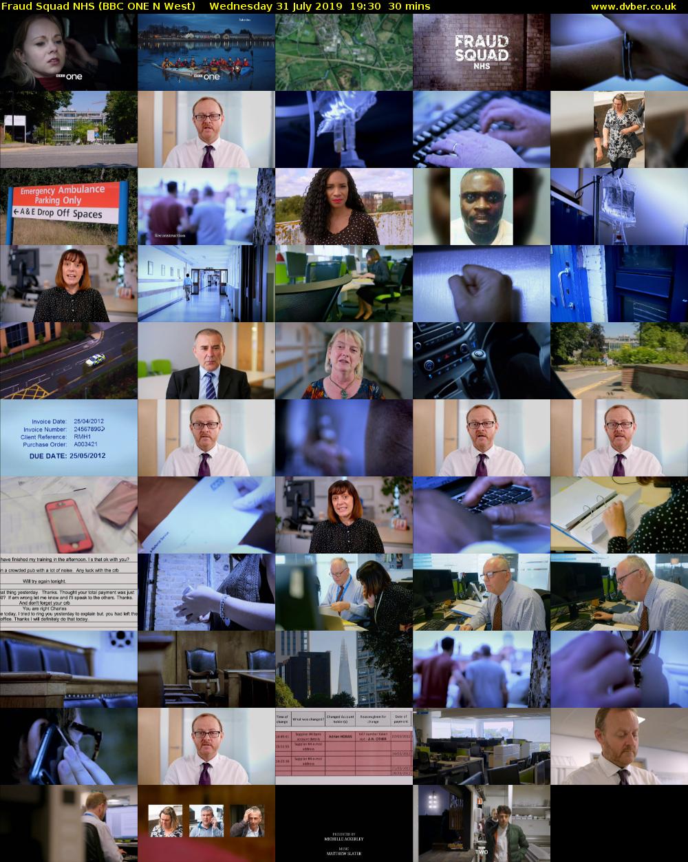 Fraud Squad NHS (BBC ONE N West) Wednesday 31 July 2019 19:30 - 20:00