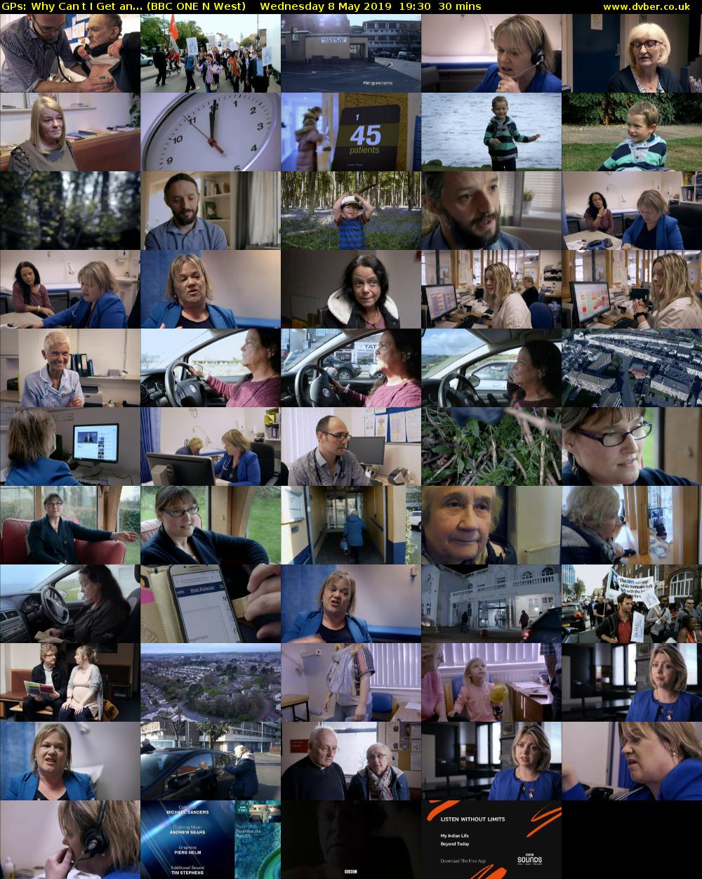 GPs: Why Cant I Get an... (BBC ONE N West) Wednesday 8 May 2019 19:30 - 20:00
