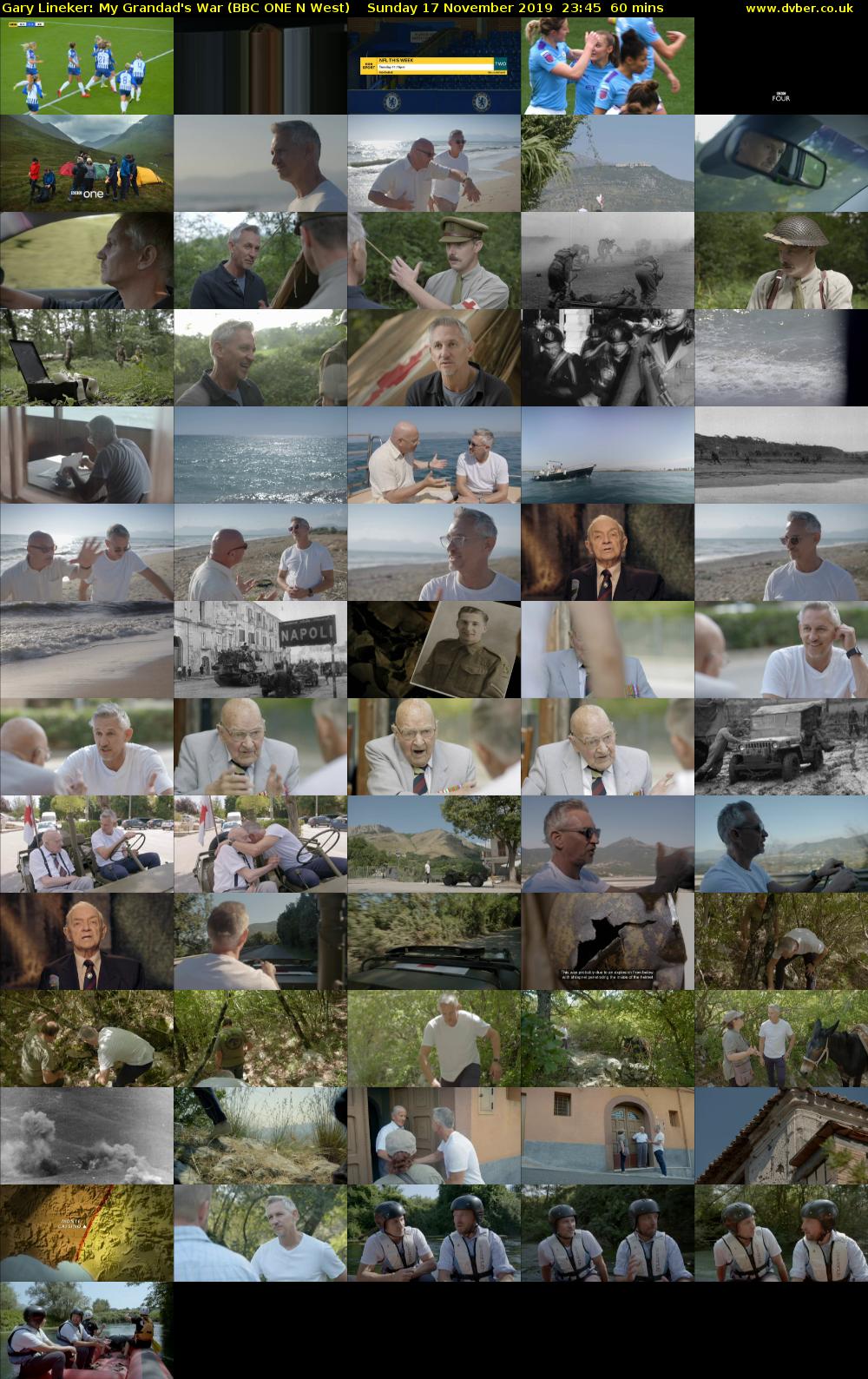 Gary Lineker: My Grandad's War (BBC ONE N West) Sunday 17 November 2019 23:45 - 00:45