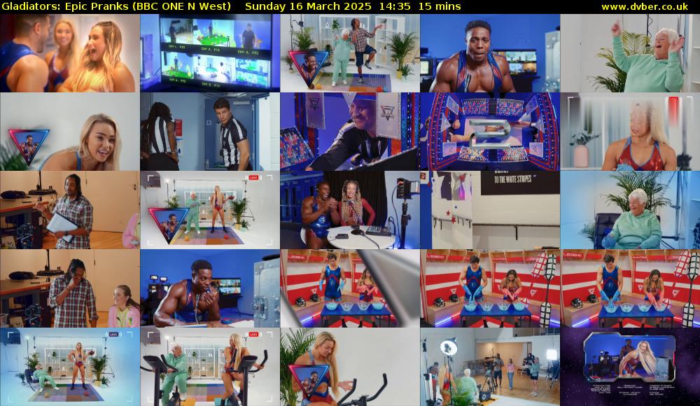 Gladiators: Epic Pranks (BBC ONE N West) Sunday 16 March 2025 14:35 - 14:50