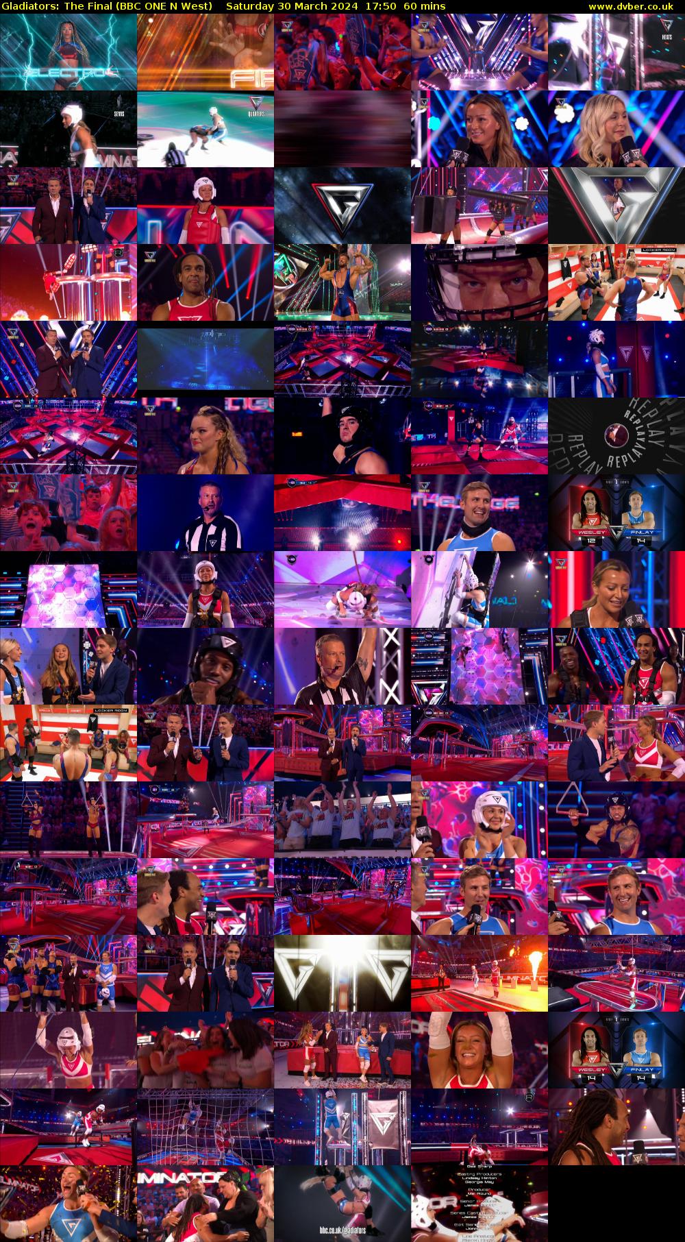 Gladiators: The Final (BBC ONE N West) Saturday 30 March 2024 17:50 - 18:50