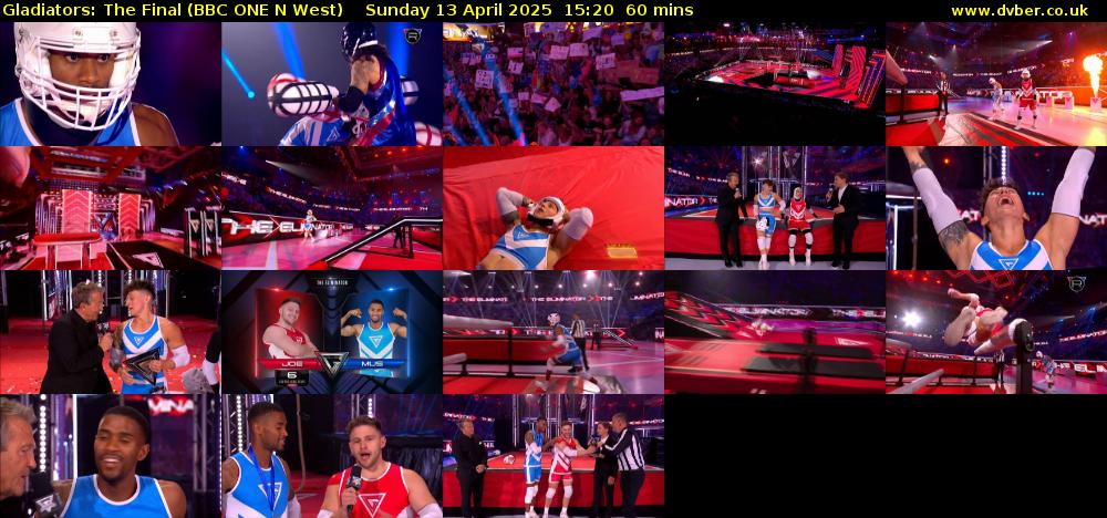 Gladiators: The Final (BBC ONE N West) Sunday 13 April 2025 15:20 - 16:20