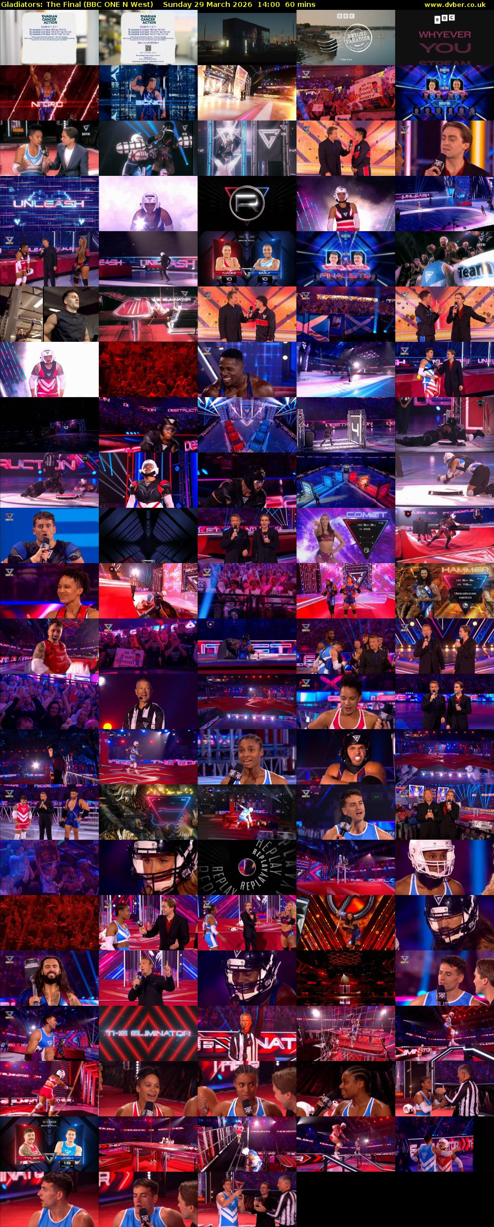 Gladiators: The Final (BBC ONE N West) Sunday 29 March 2026 14:00 - 15:00