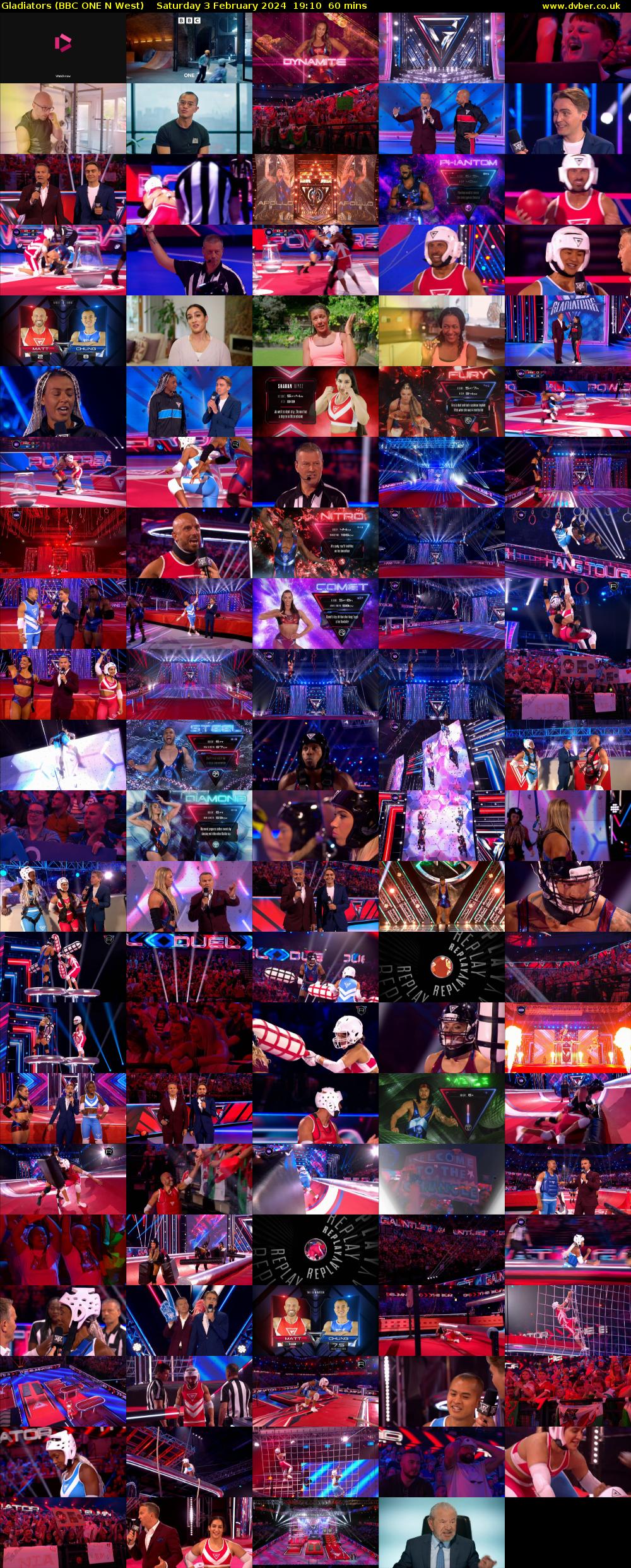 Gladiators (BBC ONE N West) Saturday 3 February 2024 19:10 - 20:10