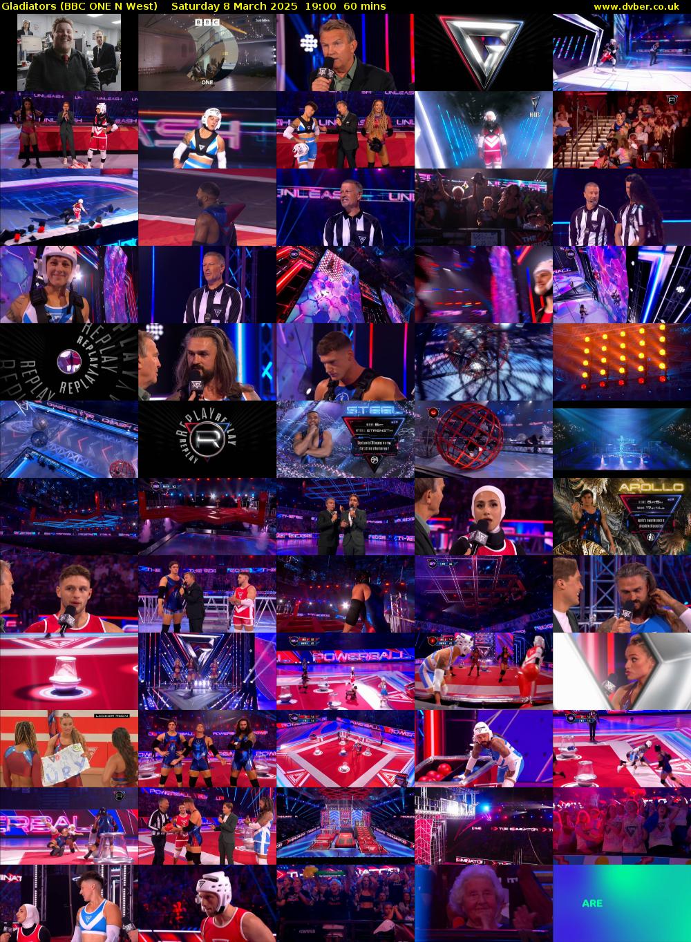 Gladiators (BBC ONE N West) Saturday 8 March 2025 19:00 - 20:00