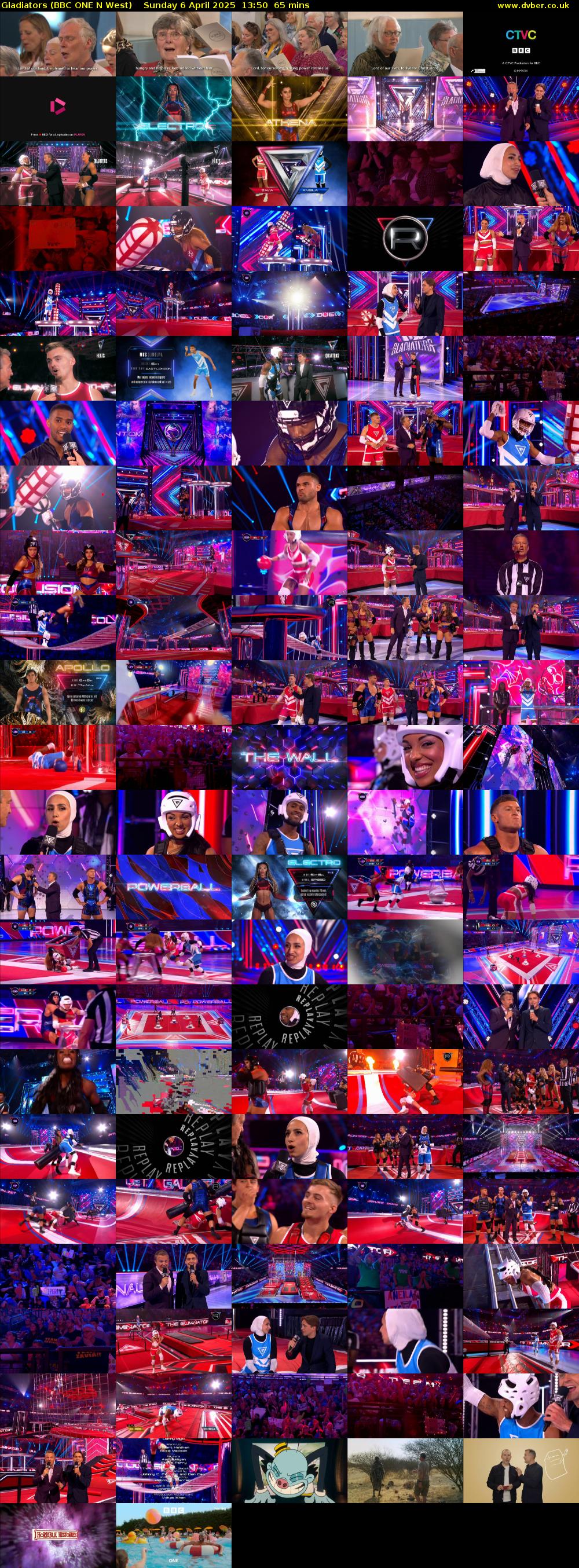 Gladiators (BBC ONE N West) Sunday 6 April 2025 13:50 - 14:55