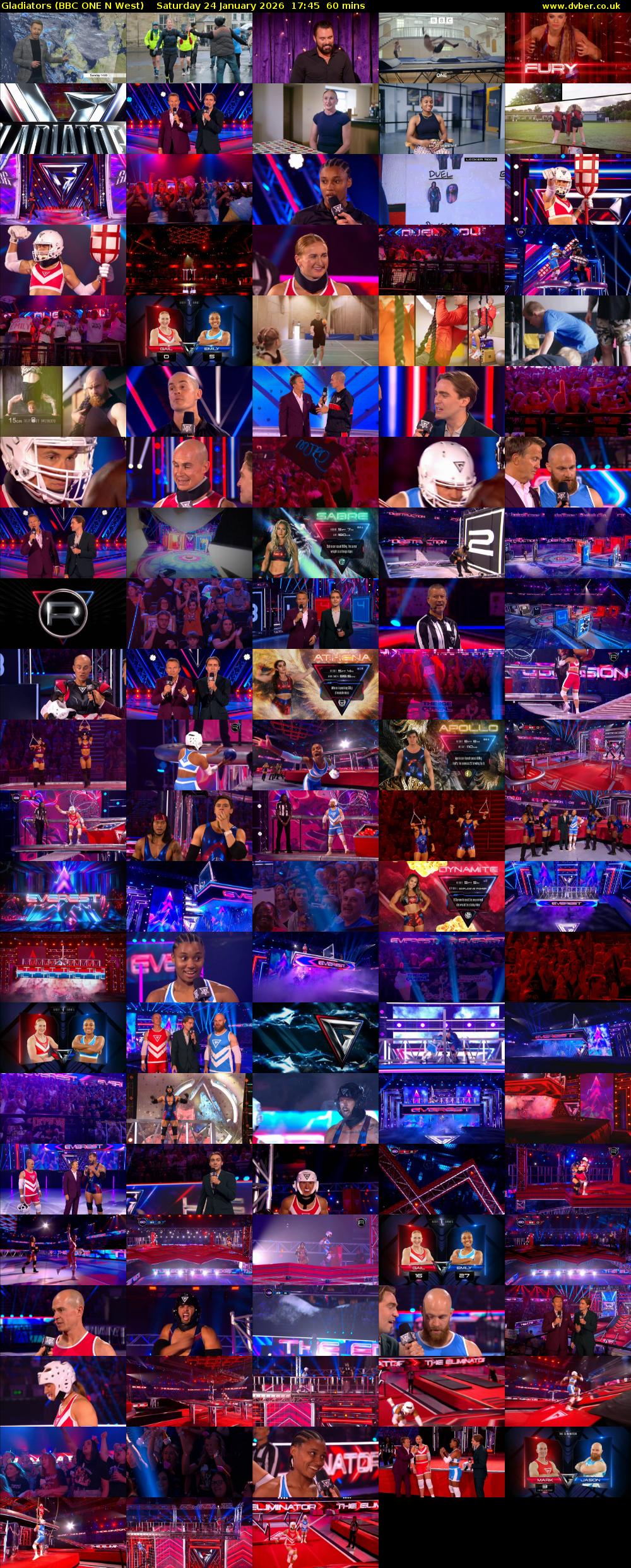 Gladiators (BBC ONE N West) Saturday 24 January 2026 17:45 - 18:45