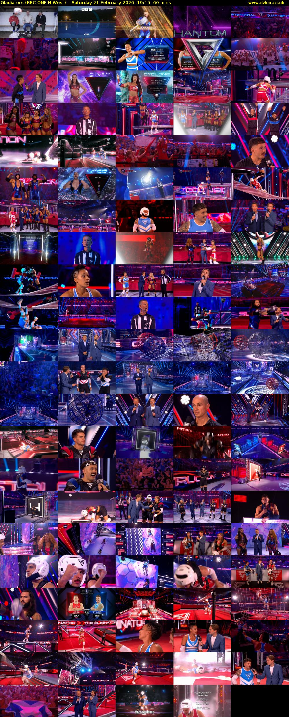 Gladiators (BBC ONE N West) Saturday 21 February 2026 19:15 - 20:15