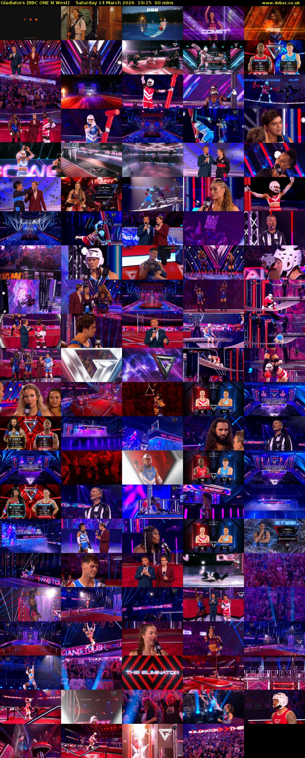 Gladiators (BBC ONE N West) Saturday 14 March 2026 19:15 - 20:15