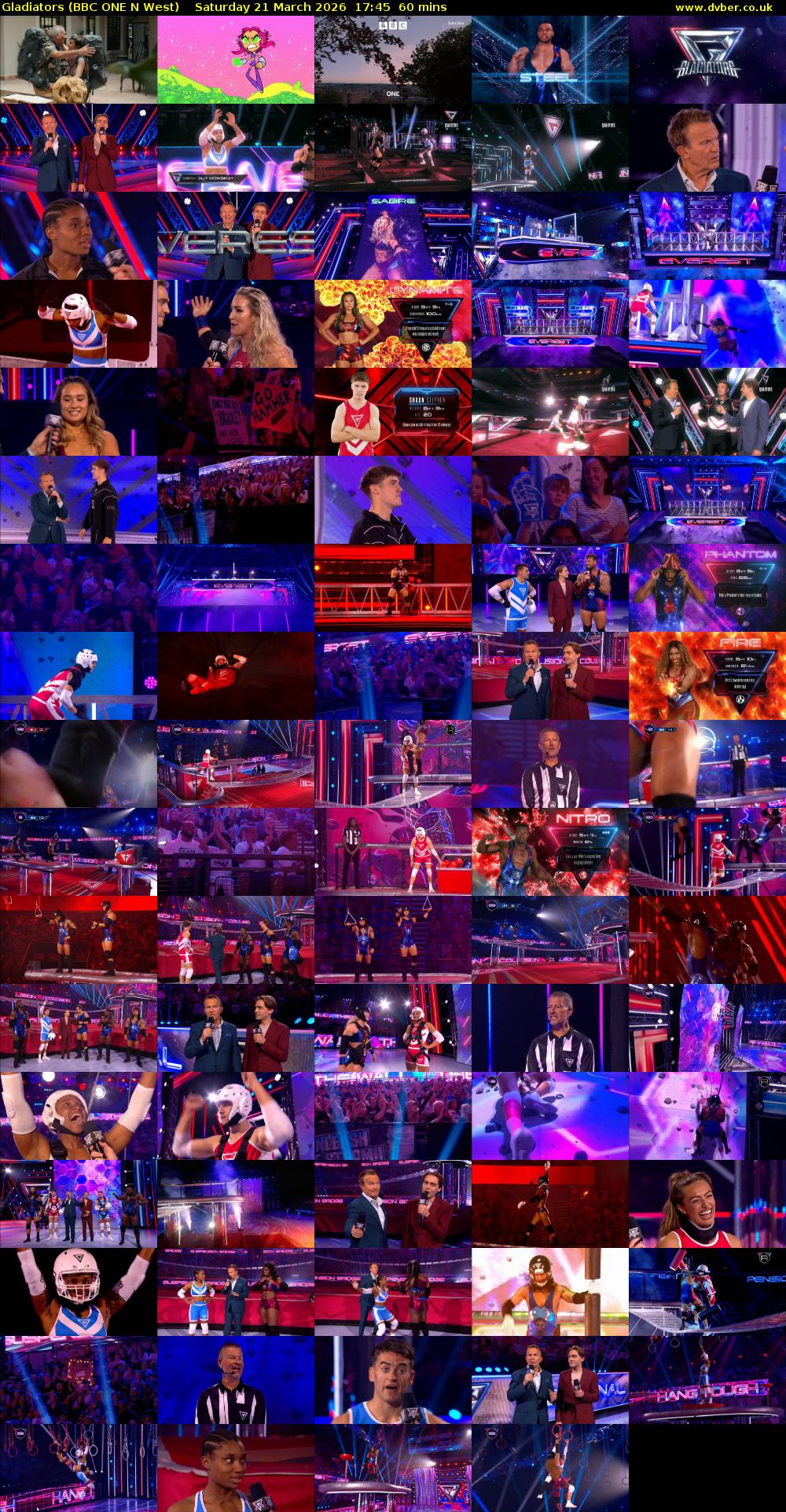 Gladiators (BBC ONE N West) Saturday 21 March 2026 17:45 - 18:45