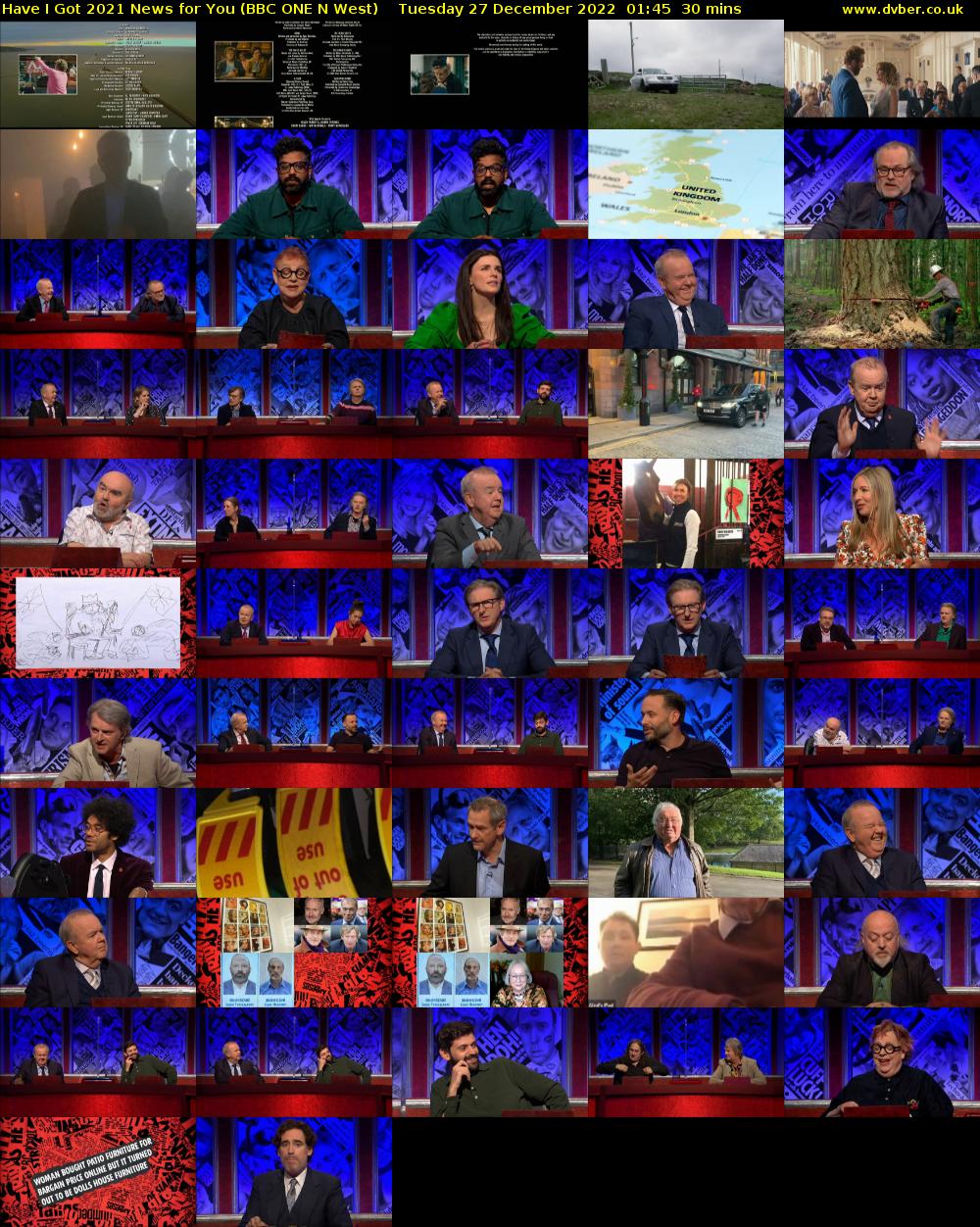 Have I Got 2021 News for You (BBC ONE N West) Tuesday 27 December 2022 01:45 - 02:15