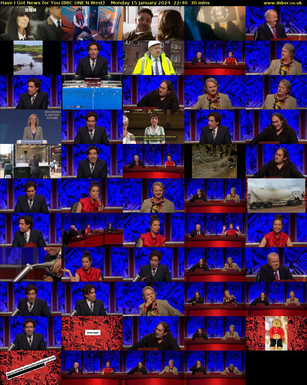 Have I Got News for You (BBC ONE N West) Monday 15 January 2024 22:40 - 23:10