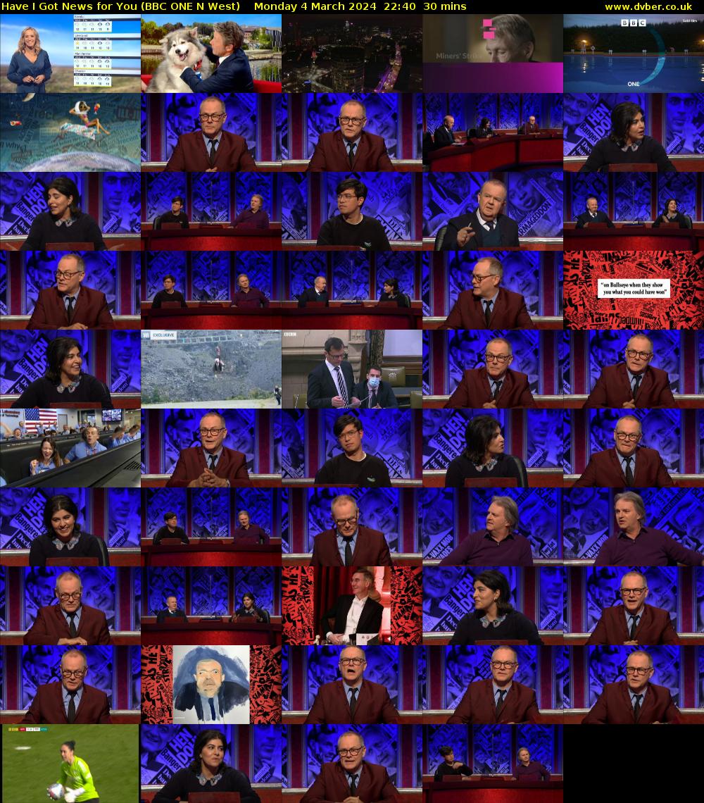 Have I Got News for You (BBC ONE N West) Monday 4 March 2024 22:40 - 23:10