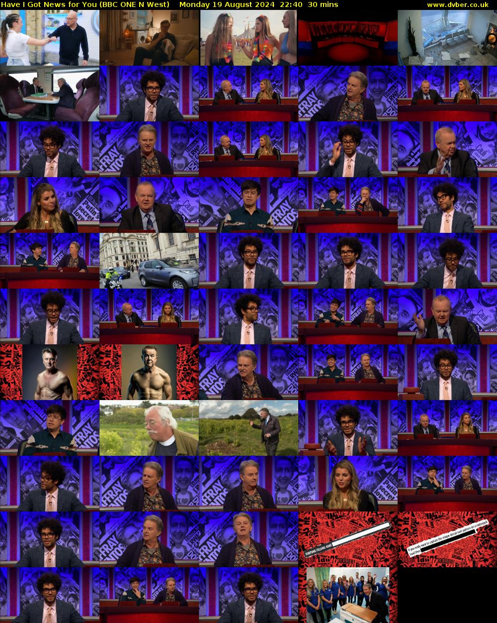 Have I Got News for You (BBC ONE N West) Monday 19 August 2024 22:40 - 23:10