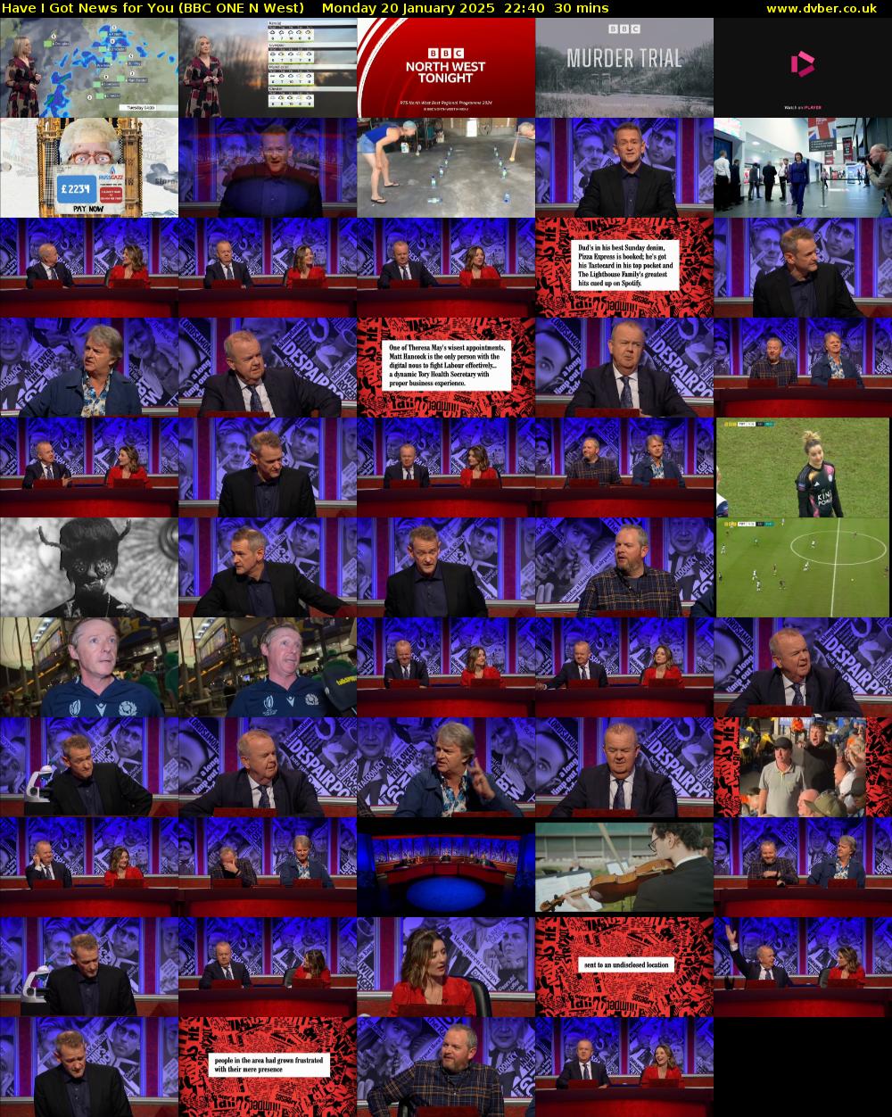 Have I Got News for You (BBC ONE N West) Monday 20 January 2025 22:40 - 23:10