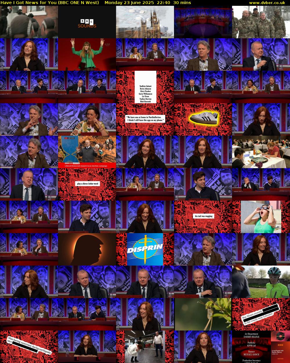 Have I Got News for You (BBC ONE N West) Monday 23 June 2025 22:40 - 23:10