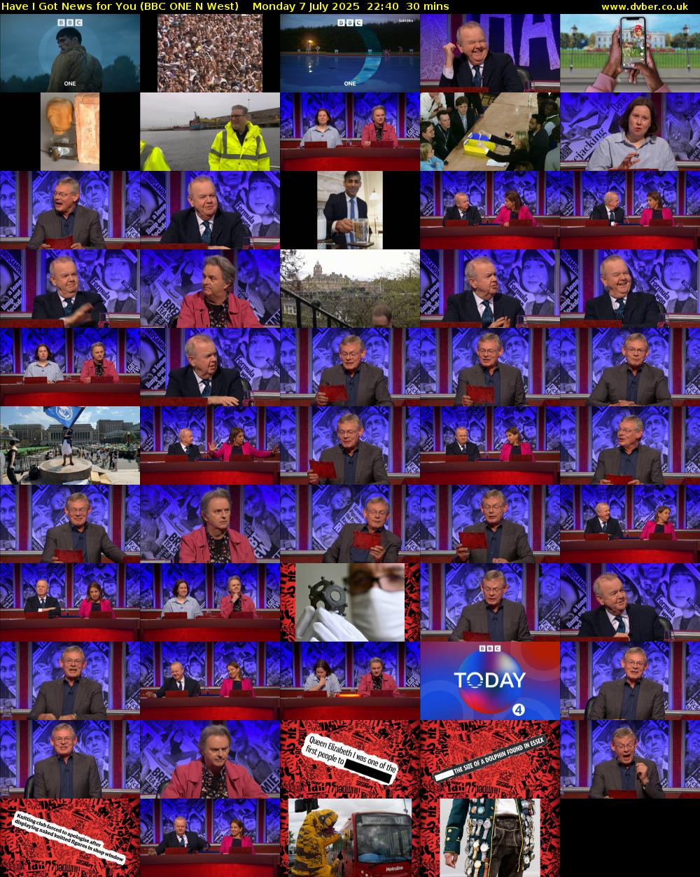 Have I Got News for You (BBC ONE N West) Monday 7 July 2025 22:40 - 23:10