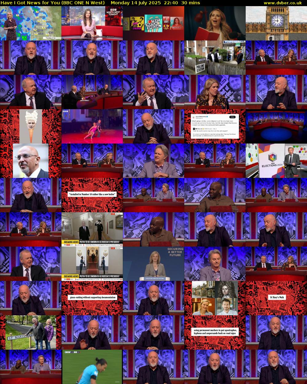 Have I Got News for You (BBC ONE N West) Monday 14 July 2025 22:40 - 23:10