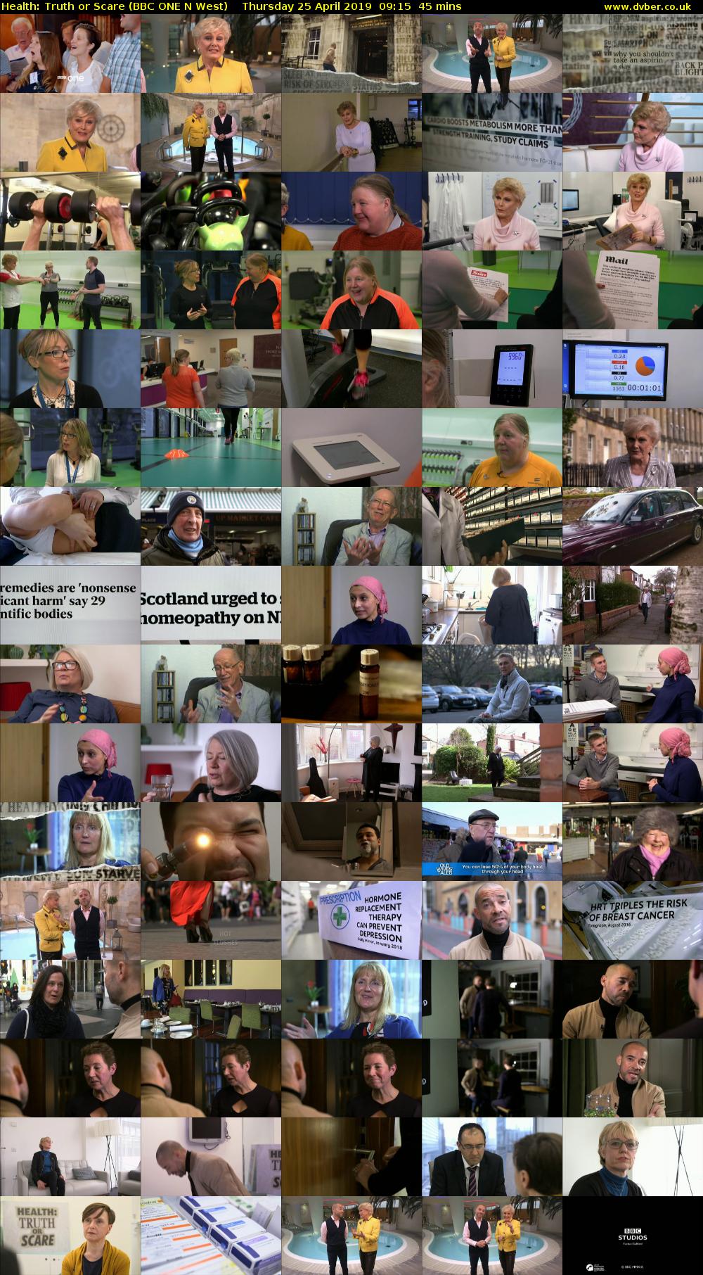 Health: Truth or Scare (BBC ONE N West) Thursday 25 April 2019 09:15 - 10:00
