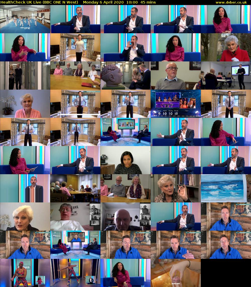 HealthCheck UK Live (BBC ONE N West) Monday 6 April 2020 10:00 - 10:45