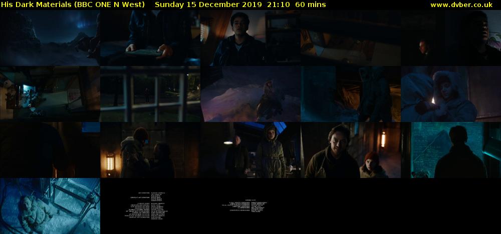 His Dark Materials (BBC ONE N West) Sunday 15 December 2019 21:10 - 22:10
