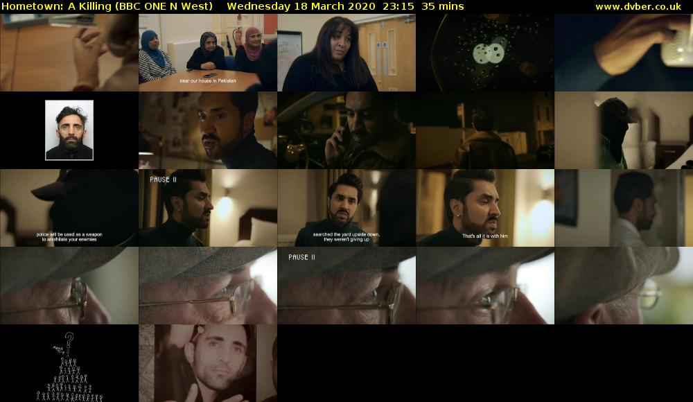 Hometown: A Killing (BBC ONE N West) Wednesday 18 March 2020 23:15 - 23:50