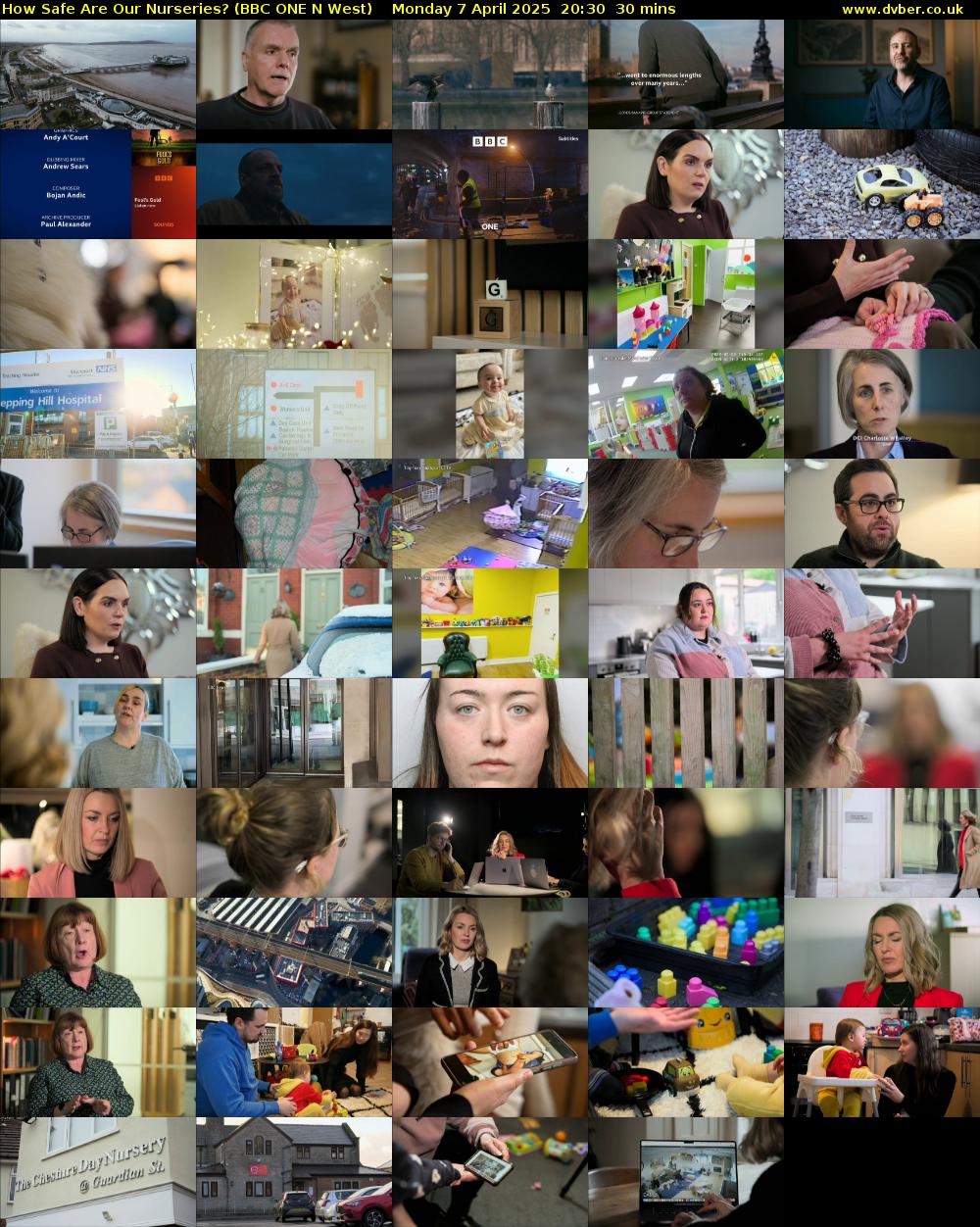 How Safe Are Our Nurseries? (BBC ONE N West) Monday 7 April 2025 20:30 - 21:00