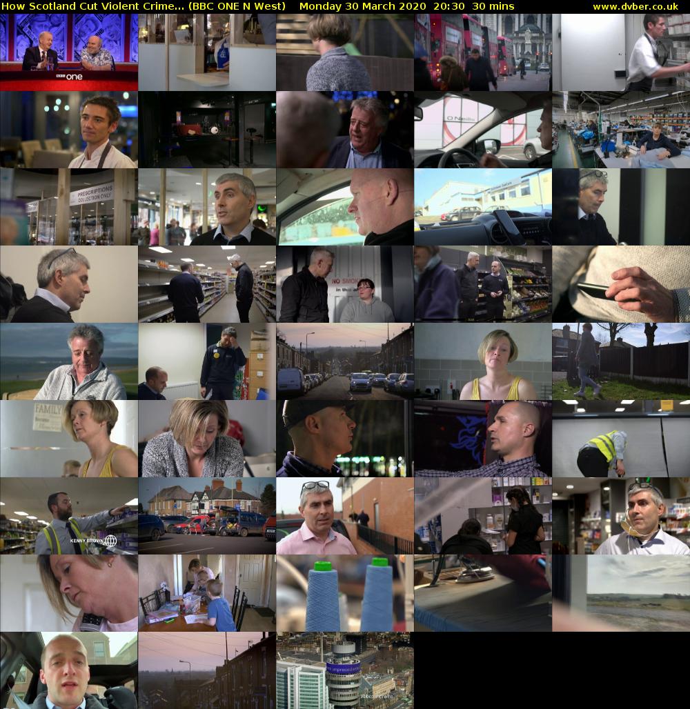 How Scotland Cut Violent Crime... (BBC ONE N West) Monday 30 March 2020 20:30 - 21:00