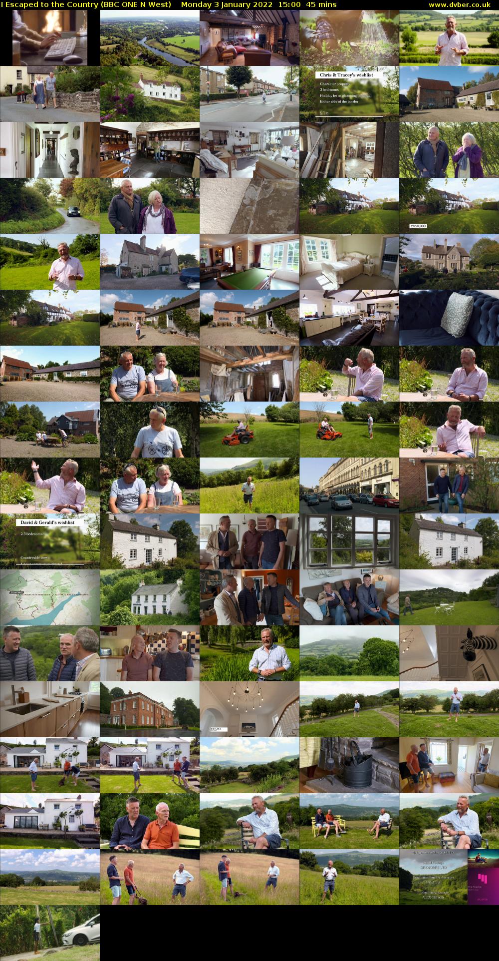 I Escaped to the Country (BBC ONE N West) Monday 3 January 2022 15:00 - 15:45