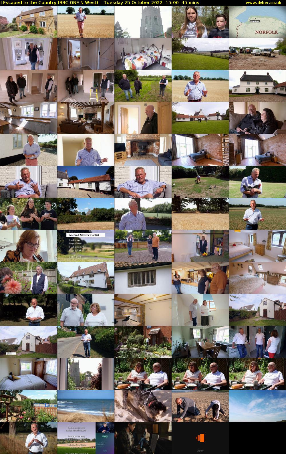 I Escaped to the Country (BBC ONE N West) Tuesday 25 October 2022 15:00 - 15:45