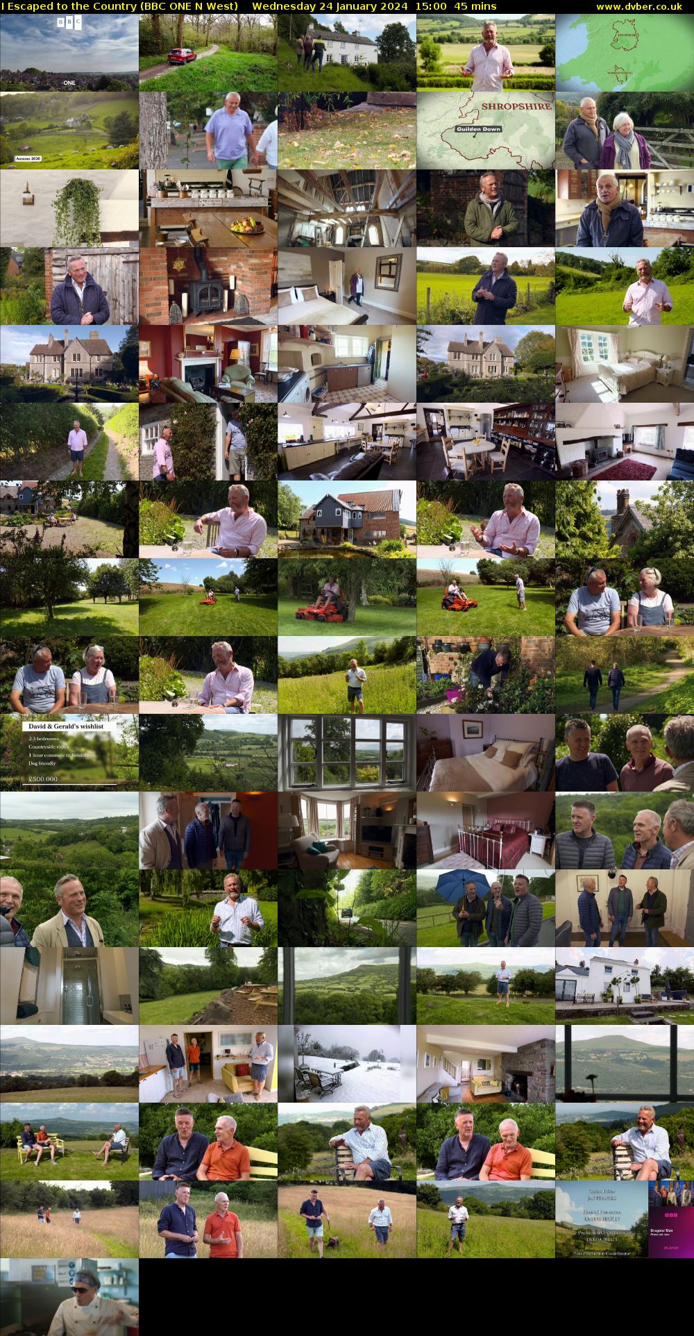 I Escaped to the Country (BBC ONE N West) Wednesday 24 January 2024 15:00 - 15:45