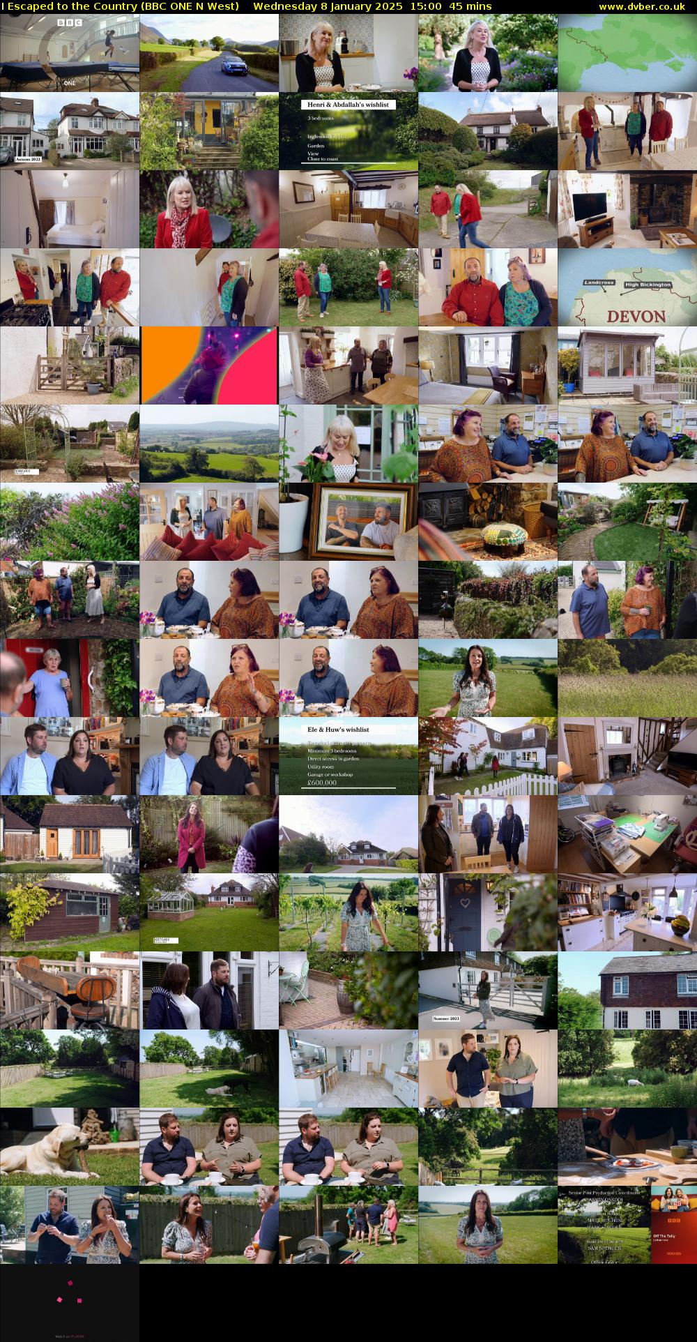 I Escaped to the Country (BBC ONE N West) Wednesday 8 January 2025 15:00 - 15:45