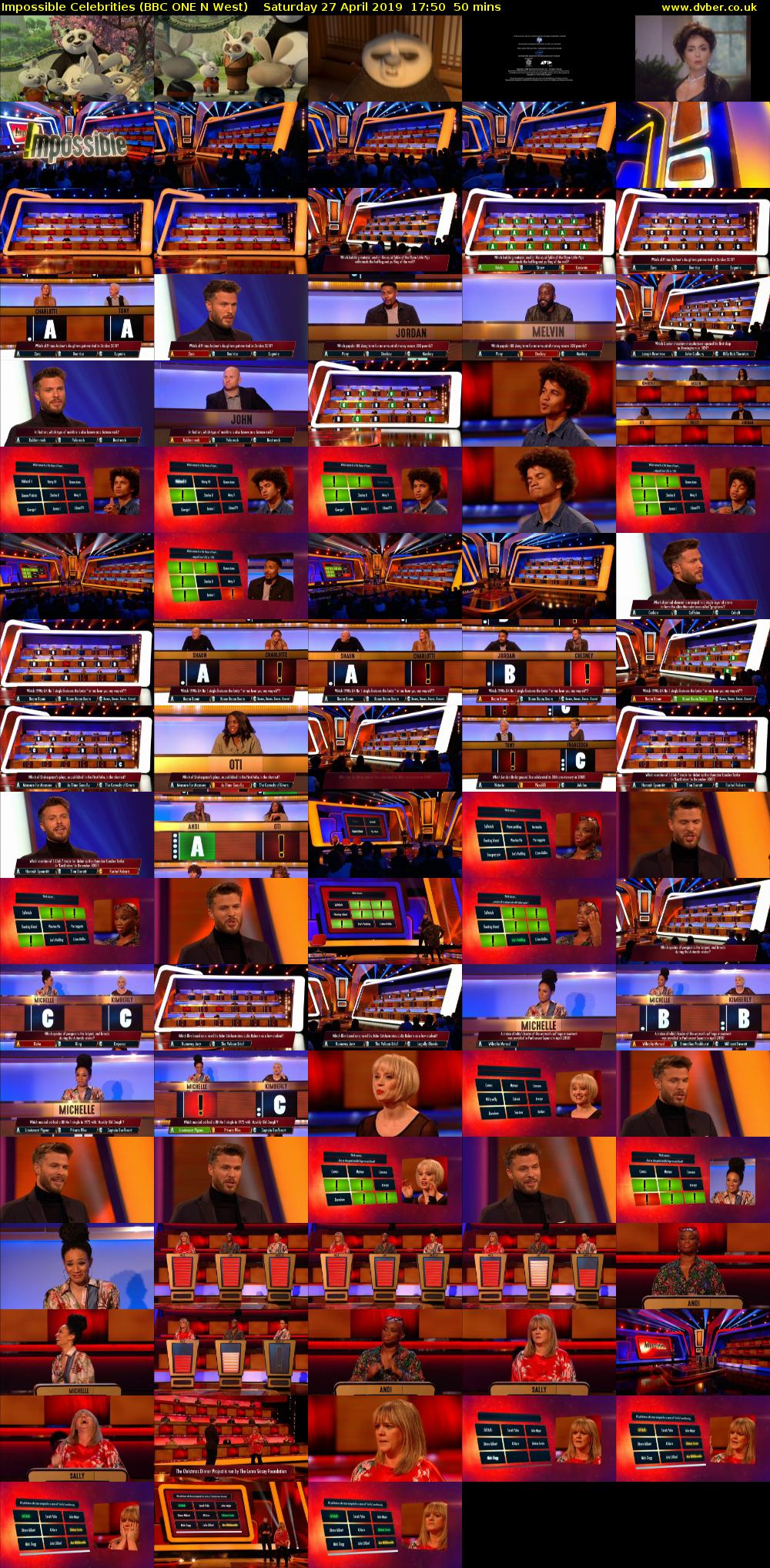 Impossible Celebrities (BBC ONE N West) Saturday 27 April 2019 17:50 - 18:40